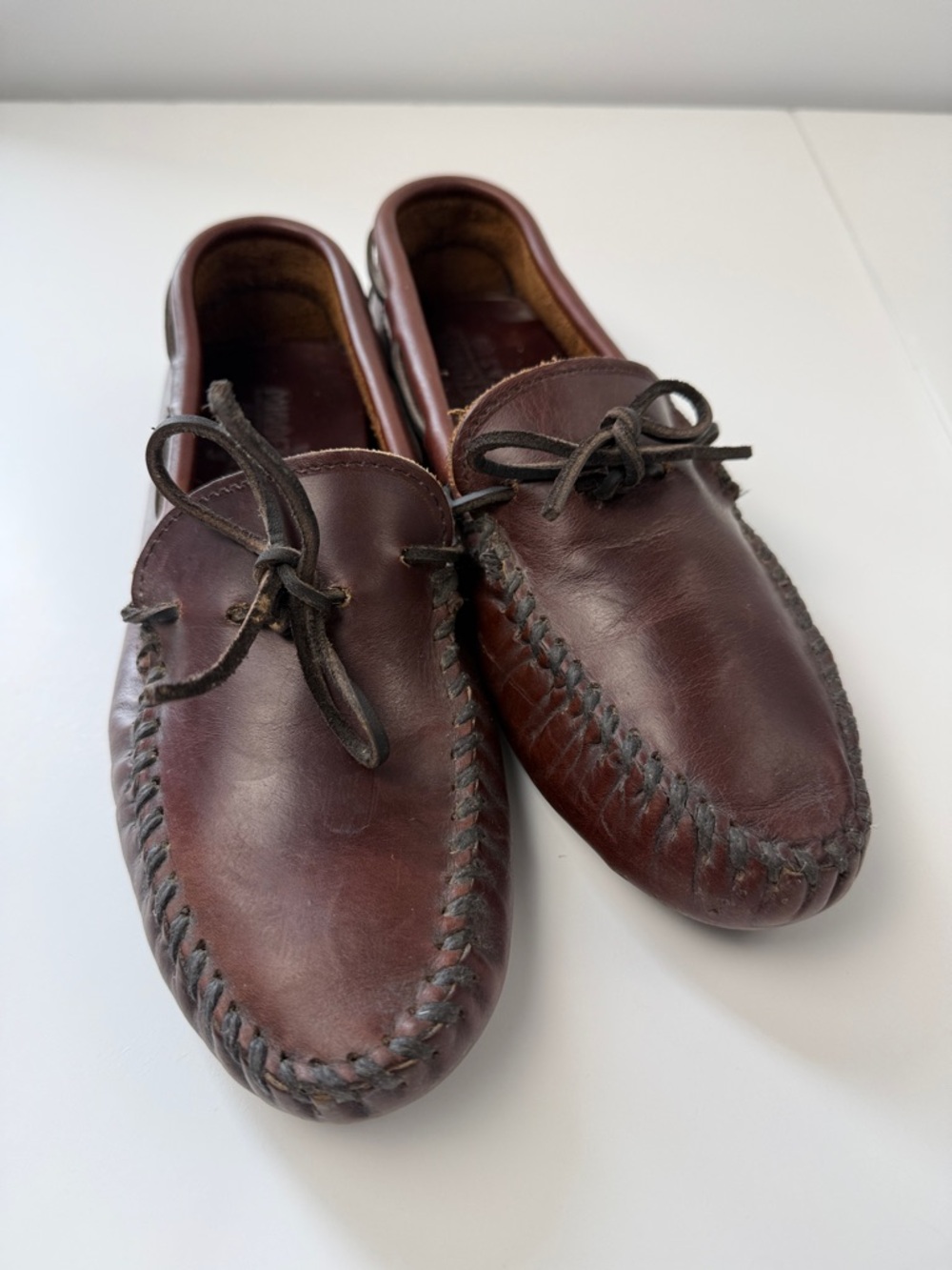Minnetonka Deep Burgundy Leather Moccasin Slip-Ons